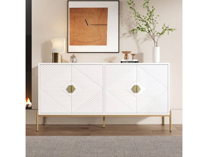 Buffets modernes - armoires de rangement - commode - adapté pour salle à manger entrée - 162x40x80cm - blanc