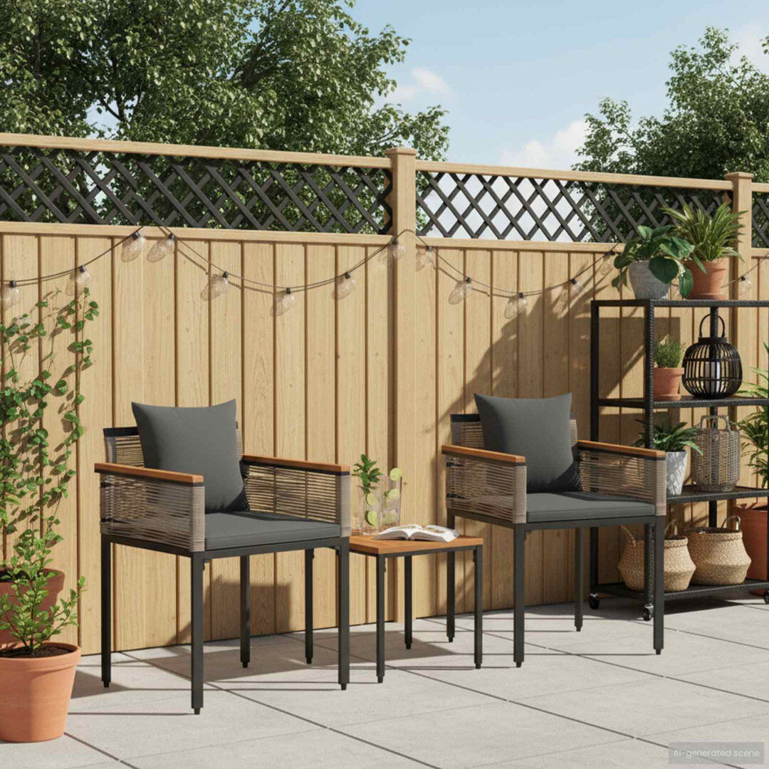 17 Stories Outdoor Furniture Set With Cushion PE Rattan Seating Patio Arrangement Grey/Dark Grey 2