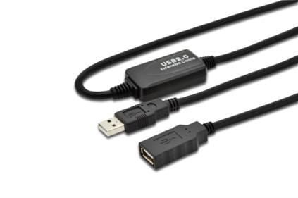 DIGITUS USB 2.0 aktives Verlängerungskabel 10m Typ-A St./Bu. schwarz