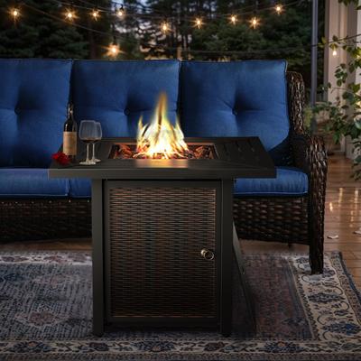 Gymojoy Outdoor Propane Fire Pit Table - 55000 BTU, Adjustable Flames - Square
