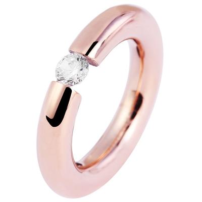 Fingerring AKZENT "Destiny, langlebig" Gr. 60, rosa (roségoldfarbig), Fingerringe, Damen, 60, Edelstahl, Fingerring