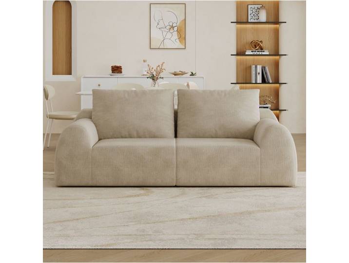 ROVRYN Canapé compressé 2 places 190 cm tissu chenille mousse haute élasticité sans montage kaki