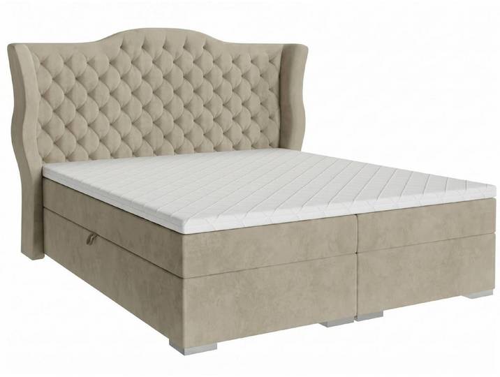 JVmoebel Boxspringbett Beiges Boxspringbett 160 x 200 cm Weiches Bett Moderne Möbel, Made in Europa