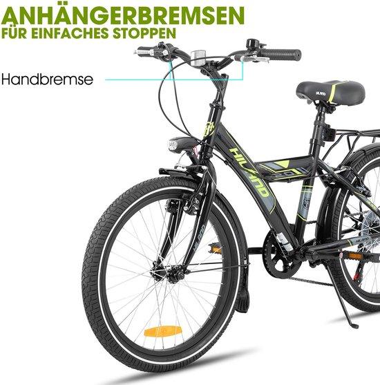 Schnelleinkauf - Kinderfahrrad Mountainbike 20 Zoll für Jungen und Mädchen - 6 Gänge, STVO Beleuchtung, Standard, Schwarz - 6-10 Jahre geeignet