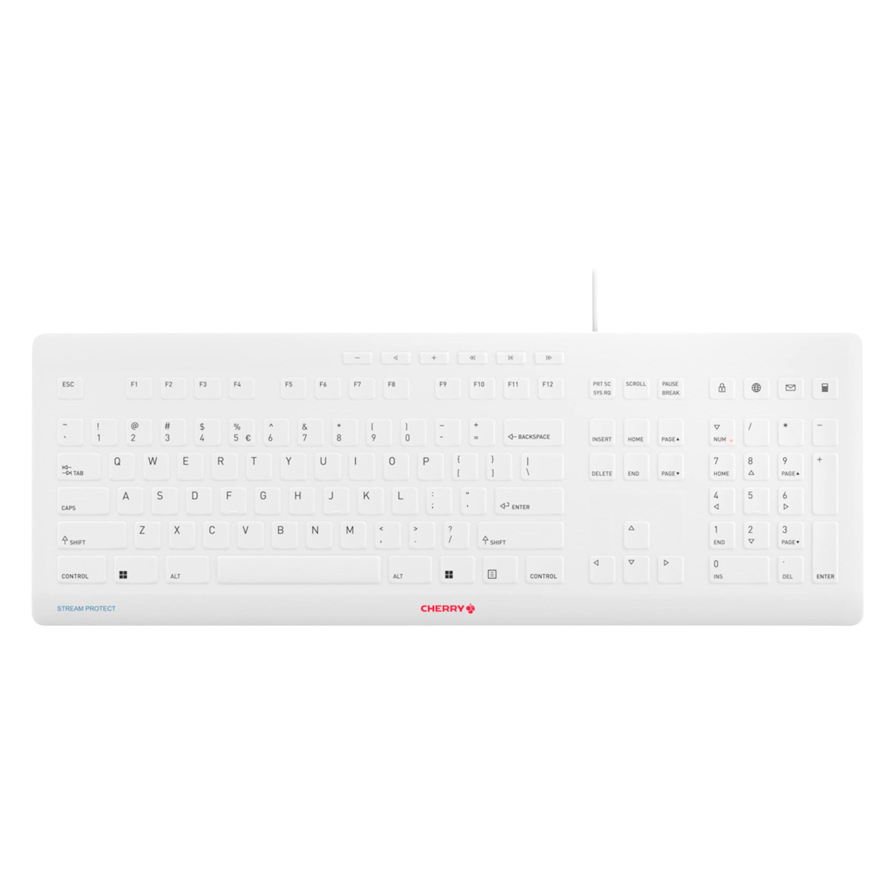 Cherry TAS STREAM PROTECT KEYBOARD Corded DE-Layout weiss (DE, Kabelgebunden) (JK-8502DE-0)