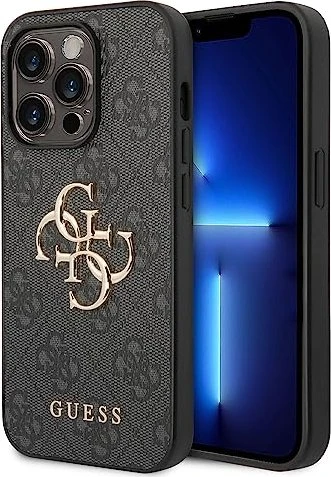 Guess PU 4G Metall Logo Rückseite Abdeckung für iPhone 14 Pro Rosa