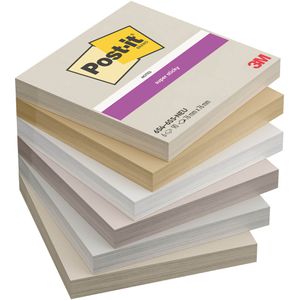 Post-it Haftnotizen Super Sticky Neutrality, pastell, 76 x 76mm, selbstklebend, 6x 90 Blatt