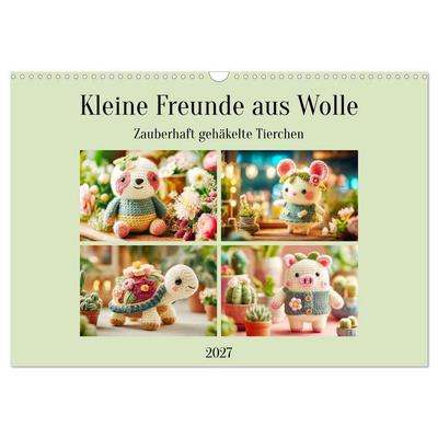 Kleine Freunde aus Wolle. Zauberhaft gehäkelte Tierchen (Wandkalender 2027 DIN A3 quer), CALVENDO Monatskalender