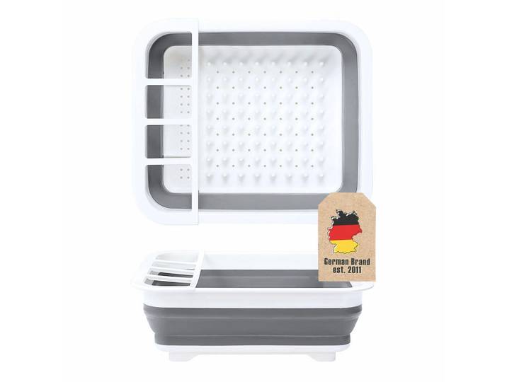 Intirilife Abtropfgestell Geschirrbox, Grau, Kunststoff, 31.5x12.7x36 cm, Küchenzubehör, Küchenhelfer