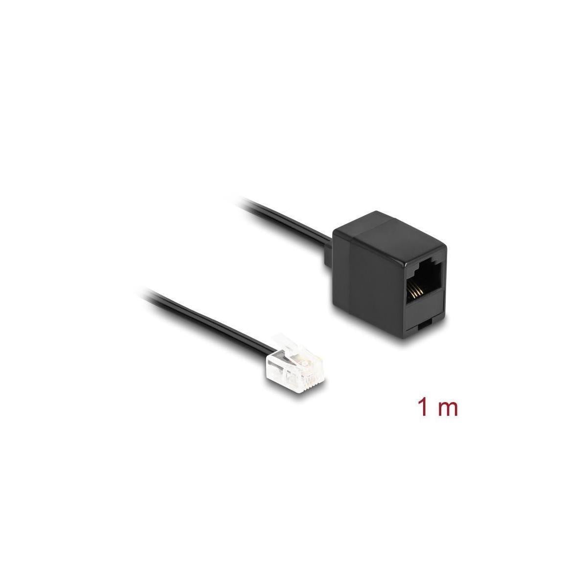 Delock 88092 Telefoonkabel RJ11 naar RJ45, zwart, 1 m