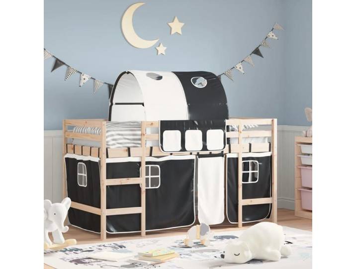 Lit Mezzanine Enfants et Tunnel Lit Surélevé pour Enfants avec Échelle Meuble de Rangement Chambre Moderne Blanc 3206982