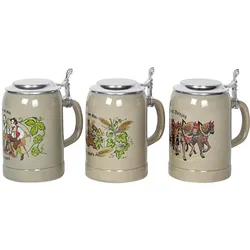 6x Domex, Biergläser, Bierseidel Kannenbäcker mit Flachzinndeckel (0.50 l, 1x)