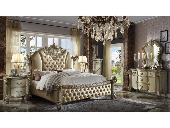 JVmoebel Schlafzimmer-Set Exquisites Schlafzimmermöbel aus massivem Holz in Beigetönen, Made in Europa