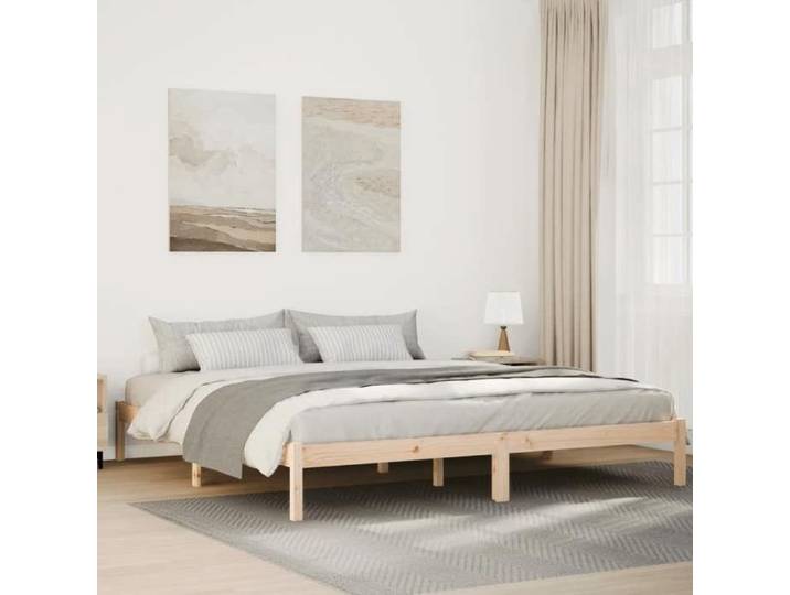 Lit Double Adulte Cadre de lit extra long - SOLOMON - 180x220 cm bois massif pin JILL'S 24305