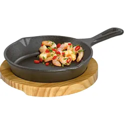 Küchenprofi Servierpfanne rund mit Holzbrett BBQ