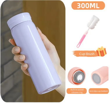 Inspire Picks Stainless Steel Mini Thermal Water Bottle Compact Vacuum Insulated Coffee Thermos 200ml To 300ml purple 300ml Brush