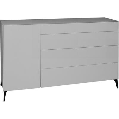 Kommode MÄUSBACHER "Imola", grau (kreidegrau matt lack, glas kreidegrau glanz), B:169cm H:102cm T:42cm, Sideboards, Kommode, 2-Schubladen Kommode