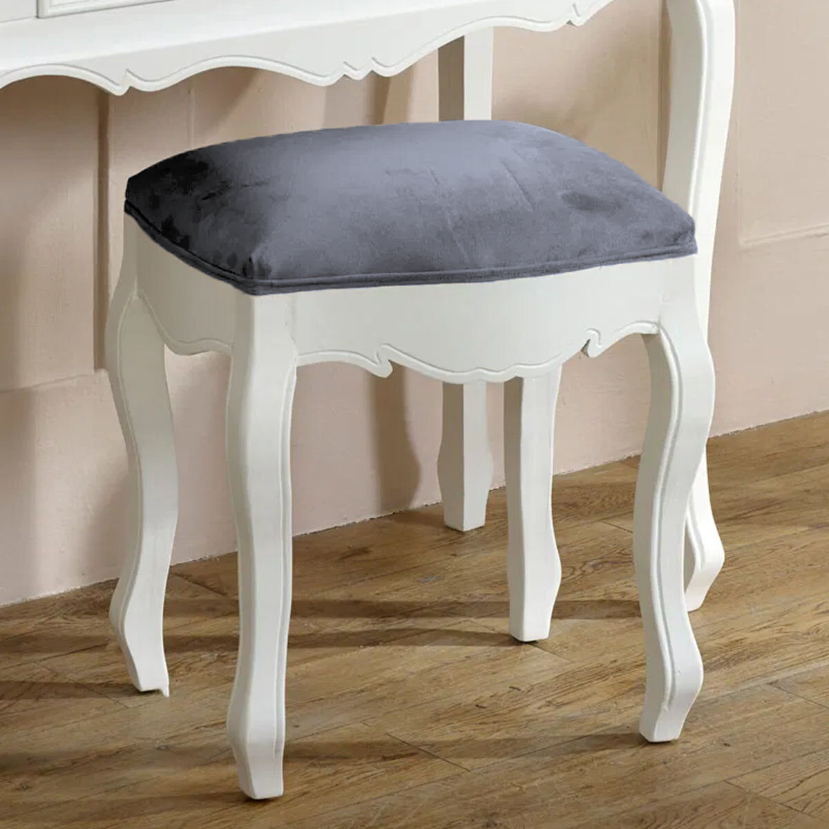 White Dressing Table Stool - Victoria Range Material: Furniture/Furniture Ranges/Victoria Range