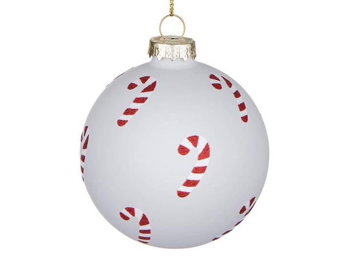 Boule de Noël sucre d’orge Ø 8cm Gris/Gris clair