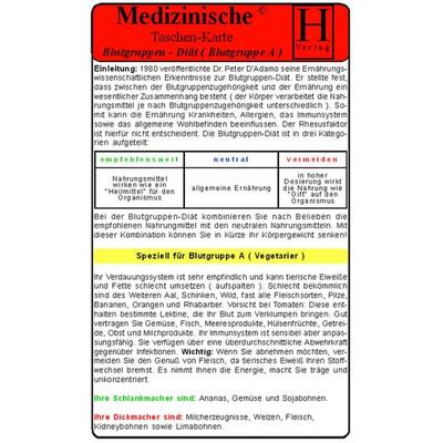 Blutgruppen-Diät - Blutgruppe A - Medizinische Taschen-Karte, Gebundene Ausgabe von , Hawelka, Uwe, 978-3-939081-52-4
