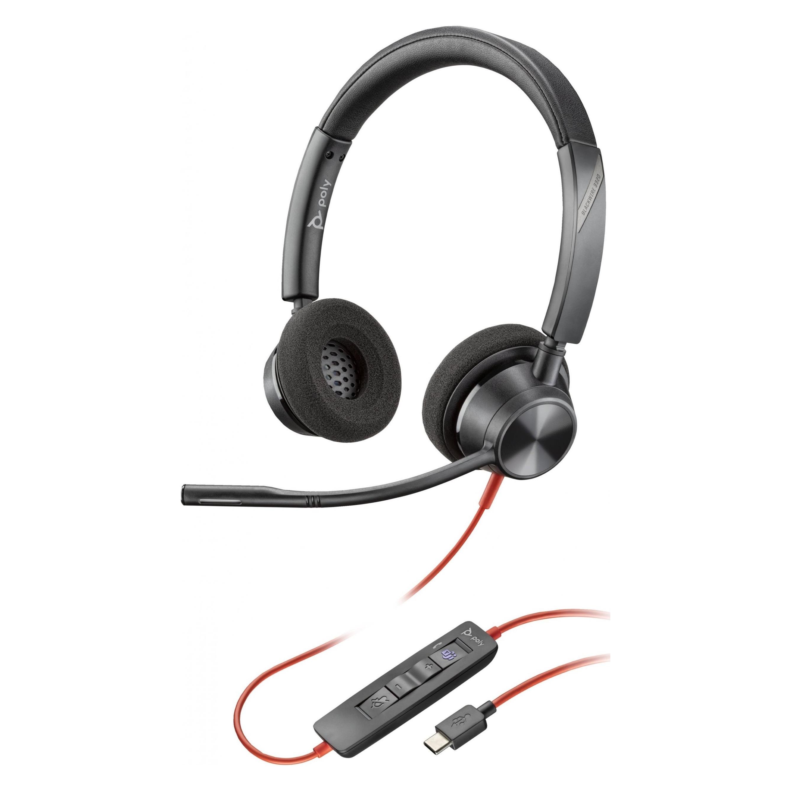 HP Poly Blackwire 3320 Stereo MS Teams Wired Headset, USB-C/A Adapter, Black (Kabelgebunden, USB-C, Microsoft Teams) (8X220AA)