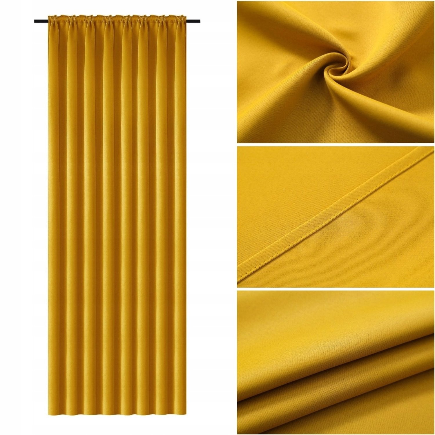 Edoardo Blackout Gordijn - Zonnige Mosterdkleur - B: 140 cm, H: 250 cm