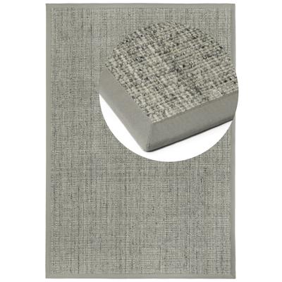 Teppich DEKOWE "Exquisit", grau (hellgrau), B:200cm H:8mm L:290cm, Polyester, Wolle, Teppiche, Teppich, von Hand gewebt, meliert, mit Bordüre, Wohnzimmer
