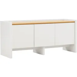Oviala Business Einfarbiges rechteckiges TV-Möbel im Retro-Stil, L 120 cm, weiß