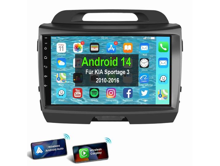 ESSGOO Für KIA Sportage 3 2010-2016 Autoradio Carplay Android 15 GPS RDS WIFI Autoradio (RDS, Digitalradio (DAB), FM, AM, BT Carplay Android Auto Navi RDS SWC)