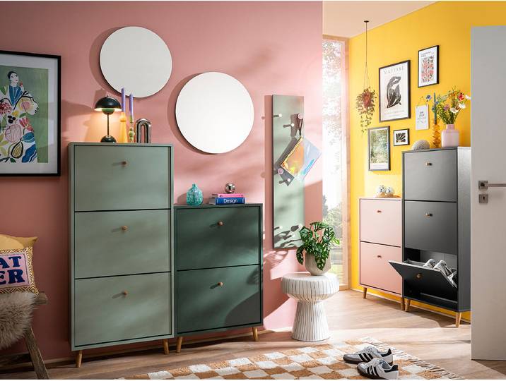 home24 Schoenenkast met kiepdeur Bjarne 92cm roze/roze