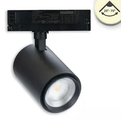 ISOLED 3-Phasen LED Schienen-Strahler, 42W, fokussierbar 20°-70°, CRI92, DALI dimmbar, schwenkbar, 3000K, schwarz matt ISO-116111