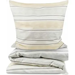 BETTWÄSCHE Viola 135x200cm + Kissenbezug 80x80cm Beige Biber