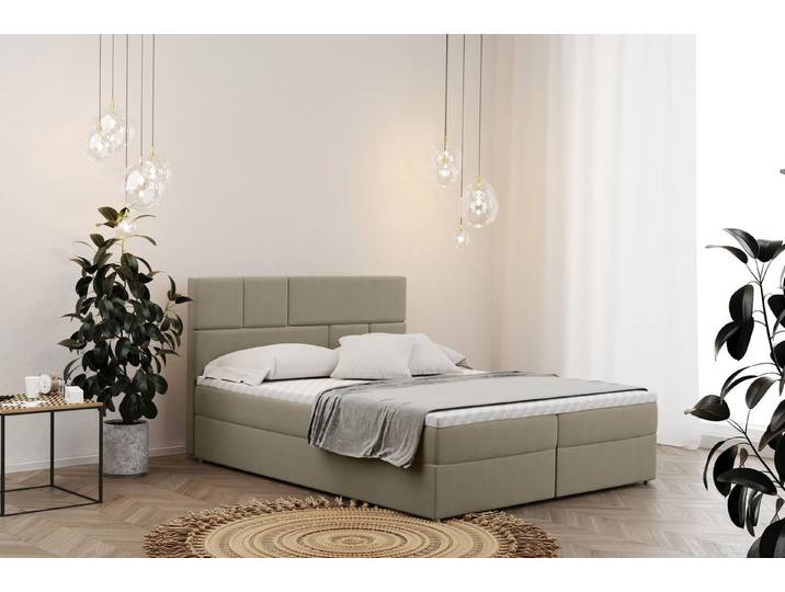 Kaiser Möbel Boxspringbett mit bettkasten matratze BALI stoff Mat Velvet, Bonell-Matratze, Große Auswahl an Größen, Overlay-Deckel
