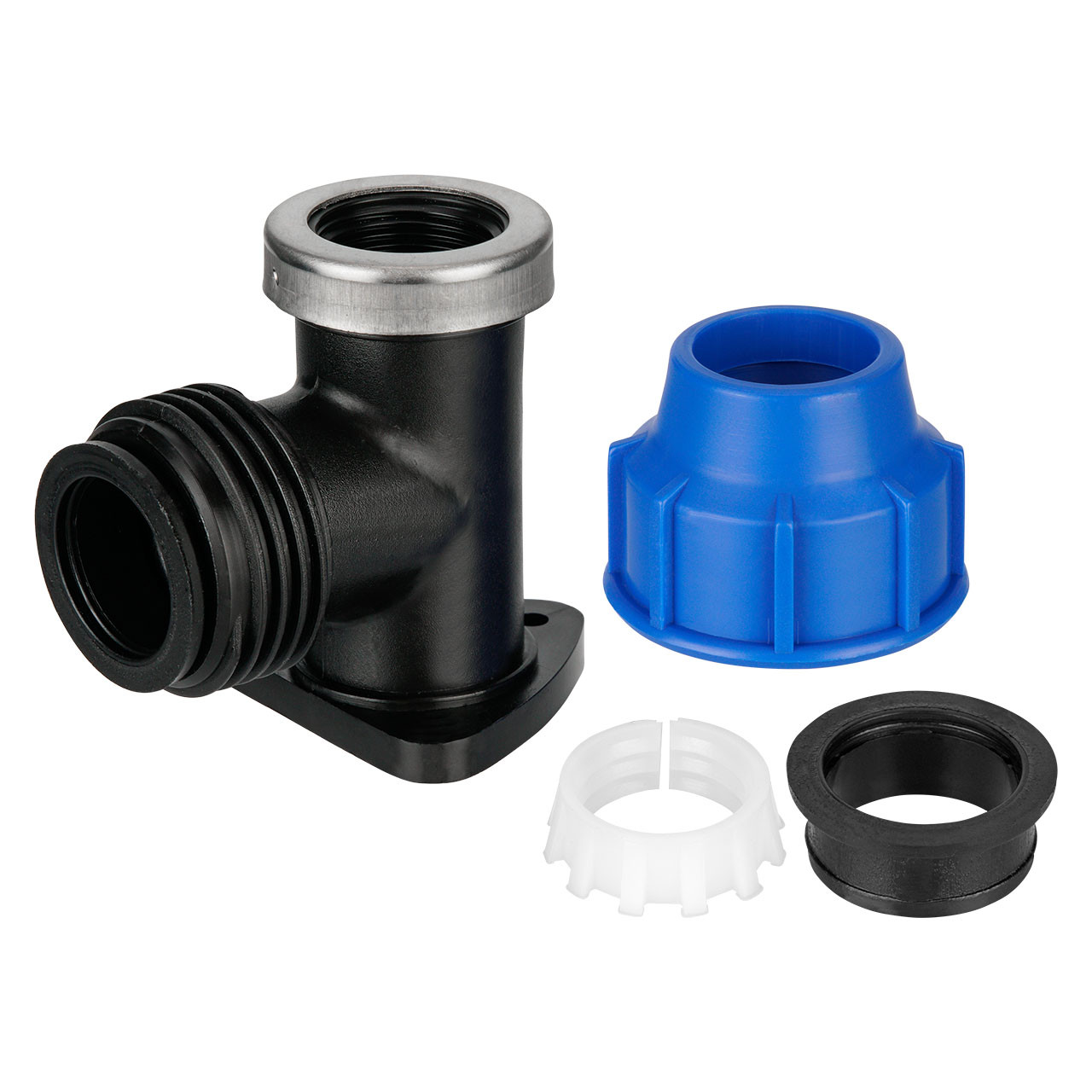 REKUBIK PE Wandscheibe Klemmverbindung x Innengewinde verstärkt 25mm x 1/2" IG 16865-3-B