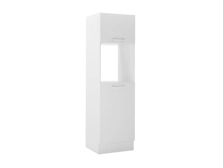 TURIN Einbauschrank für Kühlschrank und Backofen, Küchenschrank in Weiß 60 x 210 x 57 cm (B/H/T), Küchen-Hochschrank mit viel Stauraum, Metall-Bügelgriffe, für Küchenserie Turin