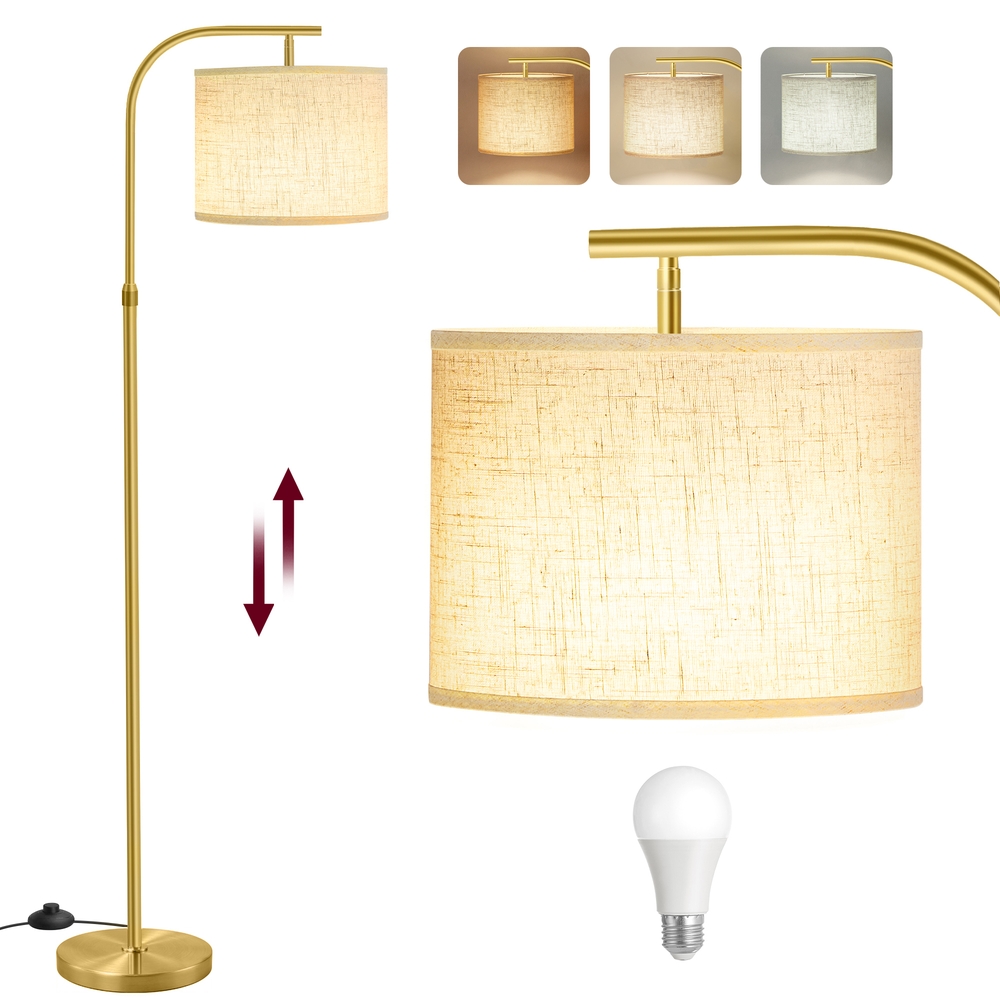 VASAGLE Stehleuchte höhenverstellbar 150-175 cm mit Fußtaster blassgold LFL006AB02