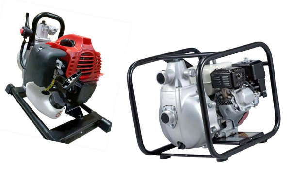 Wasserpumpe mit 2-Takt Benzinmotor, Gemischschmierung 1:25 und Selbstsaugende Wasserpumpe mit 4-Takt Benzinmotor (Benzinmotoren Wasserpumpe mit 2-Takt Benzinmotor, Gemischschmierung 1:25 und Selbstsaugende Wasserpumpe mit 4-Takt Benzinmotor: Wasserpumpe mit 2-Takt Benzinmotor / Typ SEV 25L) p747-10025