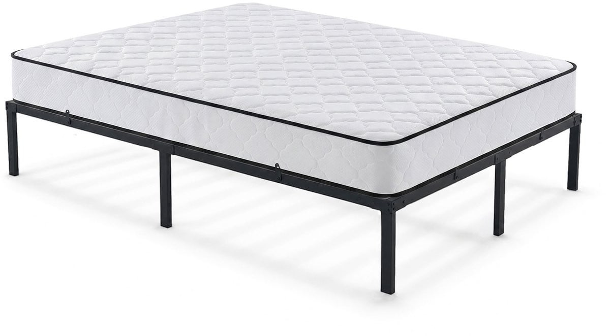 Zwart metalen opklapbaar logeerbed met matras en lattenbodem, 120 x 200 cm