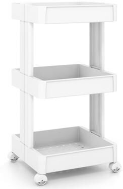 Costway 3/4-Tier Rolling Utility Cart with Detachable Trays and Smooth Wheels-3-Tier