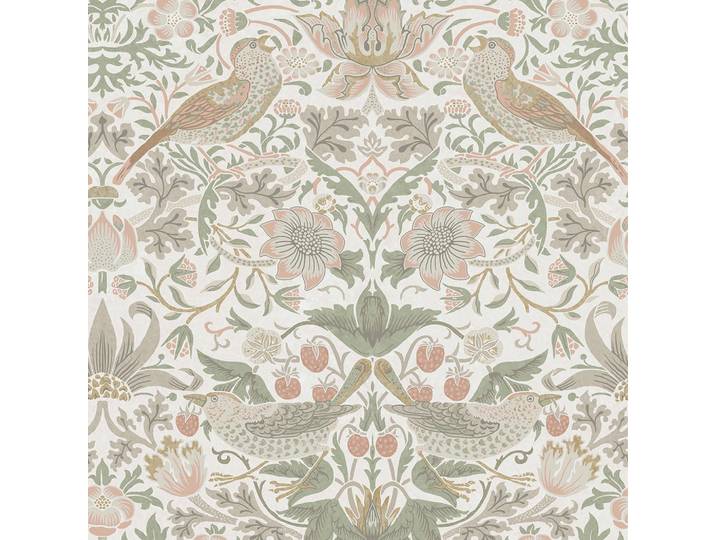 William Morris at Home Vliestapete Erdbeerdieb 1000x52cm, Salbeigrün, Papier, Kunststoff, Floral, Tiere, Vintage, Rechteckig, 52x1000 cm, Tapeten & Wandverkleidungen, Vliestapeten