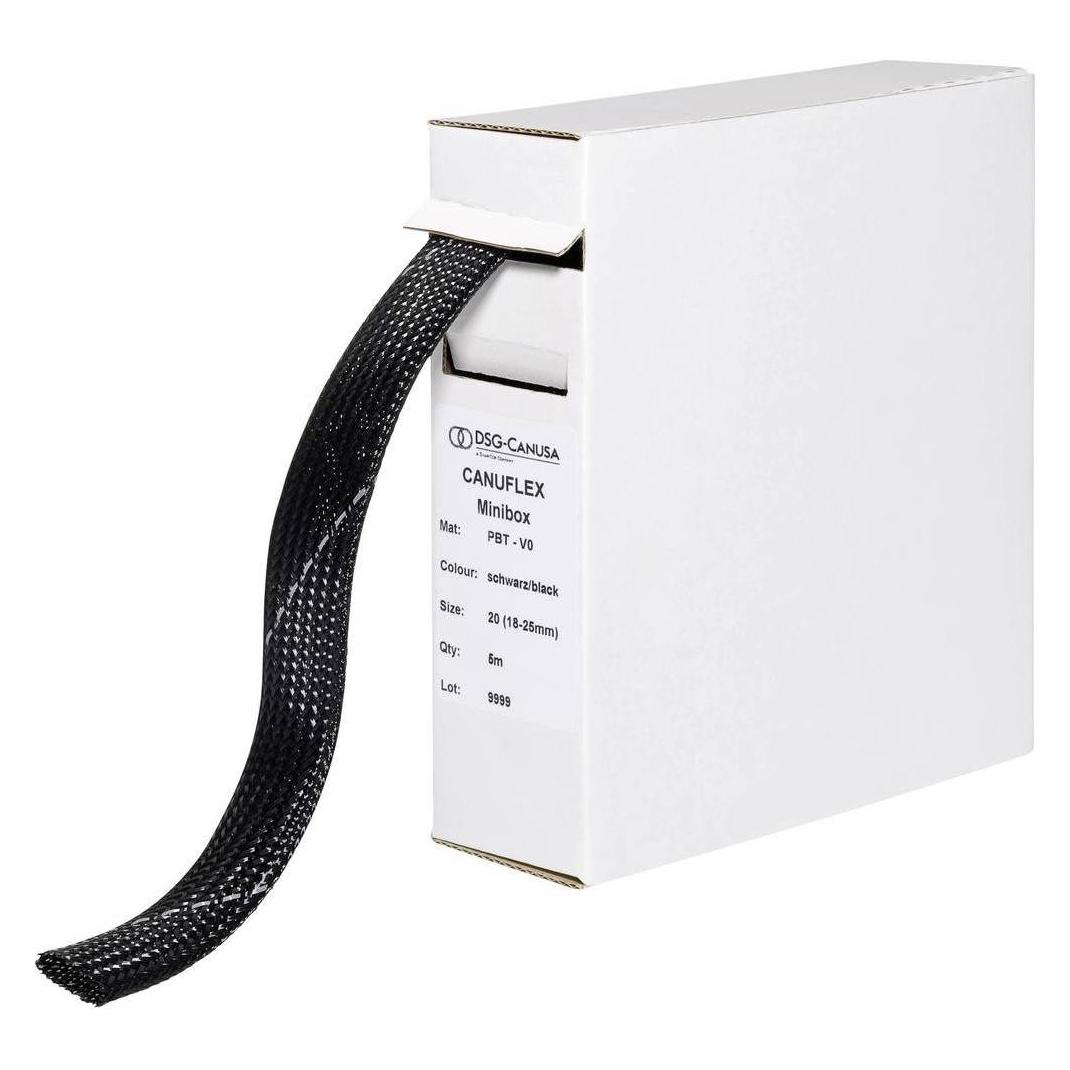 DSG Canusa 8694005951 Geflechtschlauch Schwarz Polyester 5 bis 10mm 10m (Kabelschlauch, 1000 cm) (8694005951)