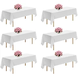 VEVOR 6 x Tischdecke Tischwäsche 1524x2591 mm, wiederverwendbarer Tischdeckenschutz, maschinenwaschbares Tischtuch aus Polyestergewebe für Partys Hochzeiten Bankette formelle Veranstaltungen, Weiß