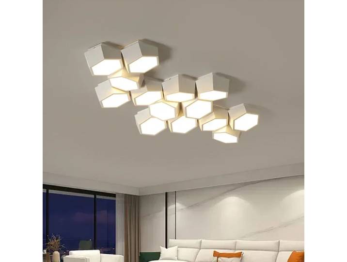 2025 design nordique créatif nid d'abeille plafonnier moderne géométrique LED alliage chambre salon maison éclairage décoratif Fix