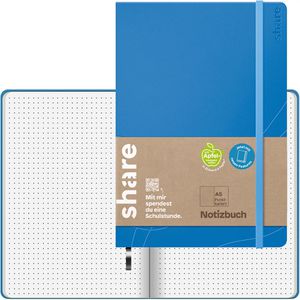 share Notizbuch 4-0014010, Upcycling, Kunstleder Hardcover, hellblau, 96 Blatt / 192 Seiten, 80 g/m², dotted, A5