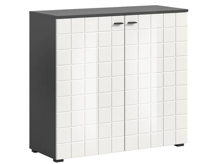 Newroom Kommode Weiß Hochglanz Anthrazit Sideboard Wohnzimmer Schlafzimmer