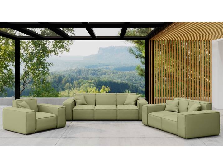 Kaiser Möbel Gartenmöbel-Set 3 2 1 für Garten, Terrasse, Gartenmöbel, MALIBU Lounge-Set, gemütlich und komfortabel Hellgrün