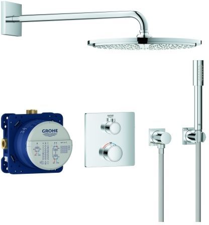 Grohe Grohtherm Unterputz-Duschsystem 34730000 chrom, mit Unterputz-Thermostat, Brausearm 42,2cm
