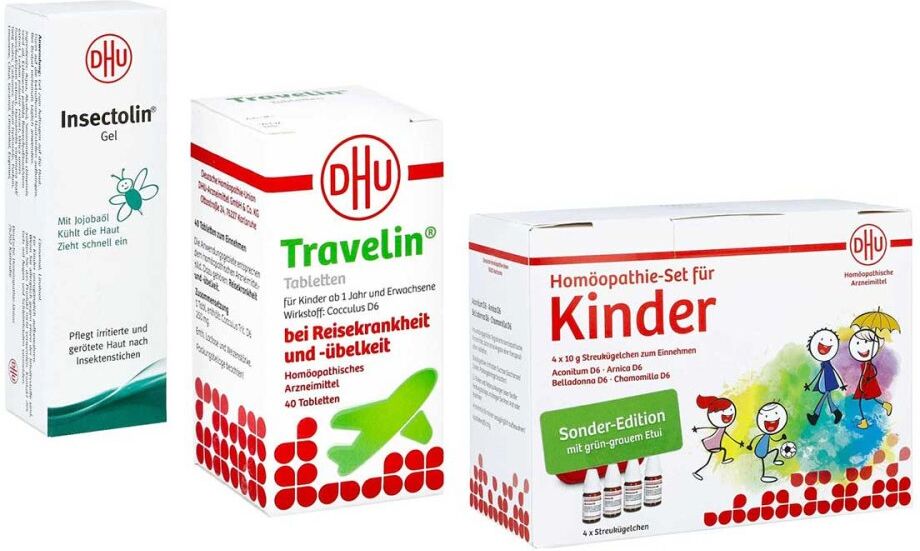 DHU Kinder Set und Travelin Tabletten und Insectolin Gel