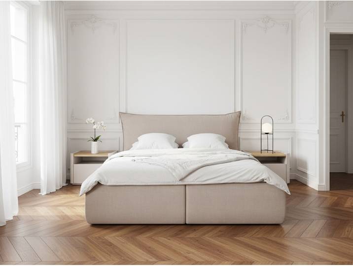 Lit coffre JADE avec tête de lit effet oreiller 180x200