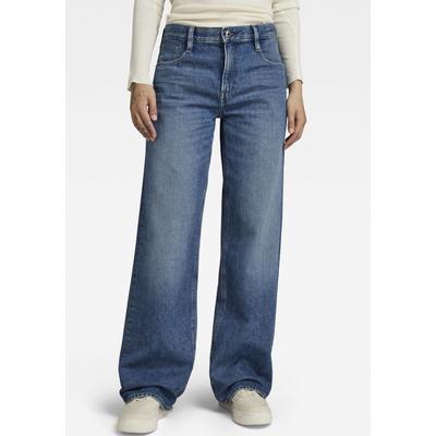 Weite Jeans G-STAR "Jeans Judee Straight", Damen, Gr. 33, Länge 34, blau (faded harbor), Denim/Jeans, Obermaterial: 100% Baumwolle, straight fit normal, Jeans